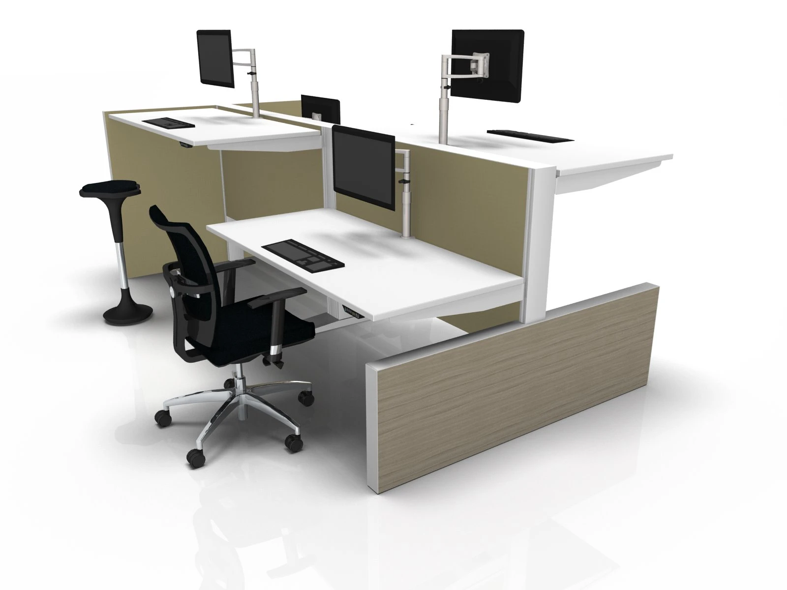 Sit2Stand werkplek met scheidingswand
